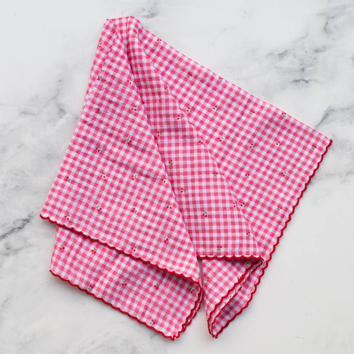 Cottage Mini Checker Cherry Cotton Scarf
