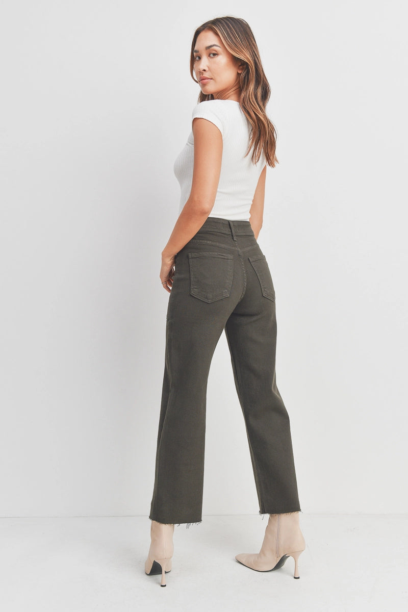 Forest Green HR Utility Wide Leg Jeans - Proper