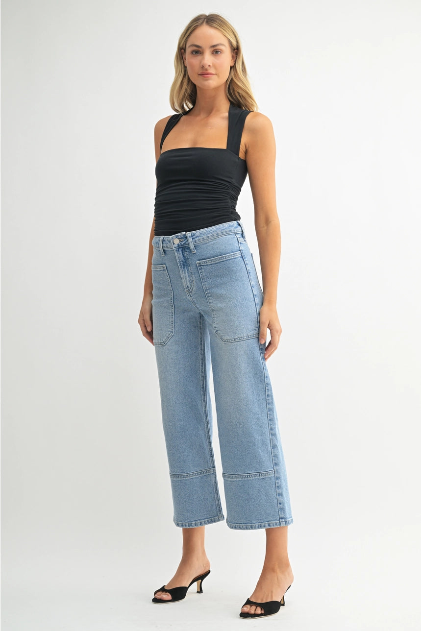 High Rise Cropped Wide Leg Jeans