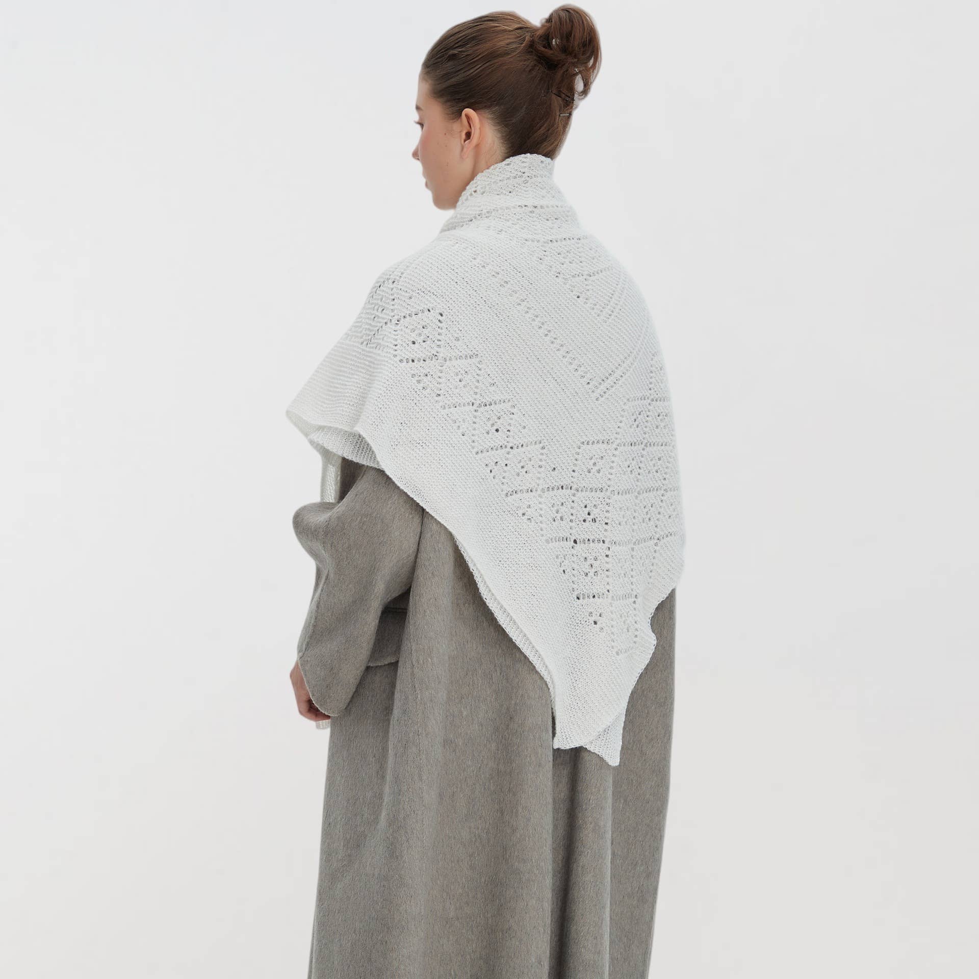 Soft Knit Pointelle Square Triangle Scarf - Proper
