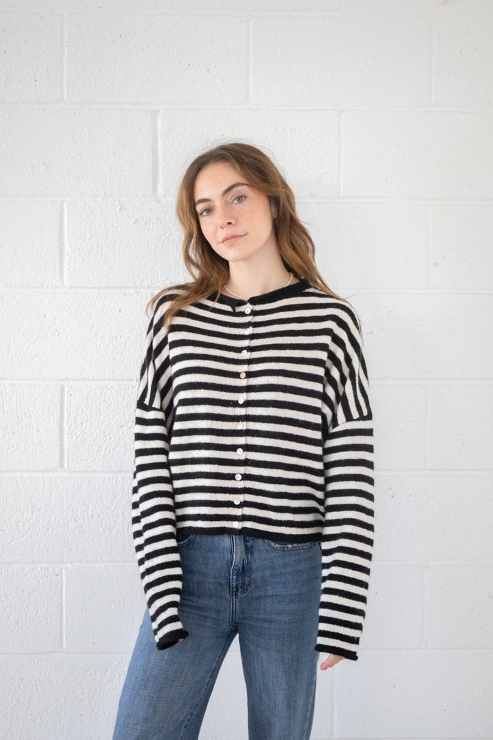 Black + White Stripe Piper Cardigan