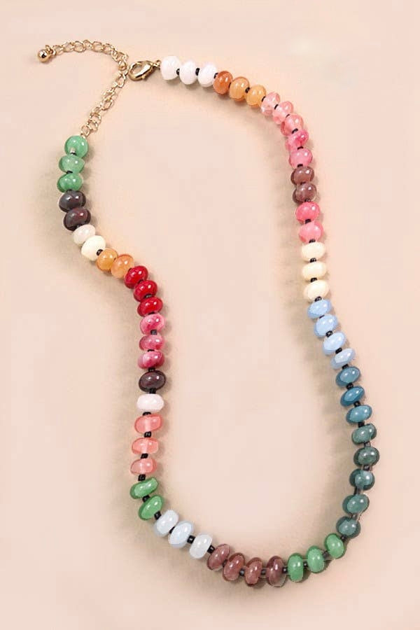 Natural Agate + Glass Necklace