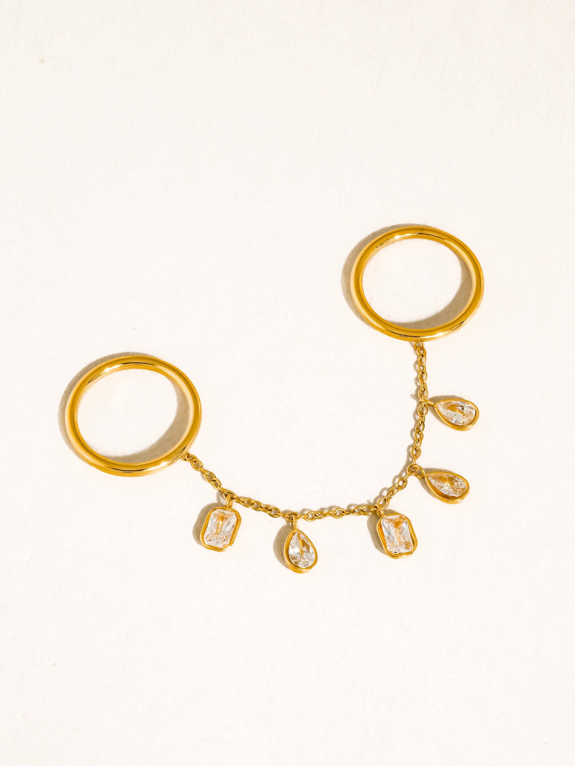 Cosette 18K Gold Non-Tarnish CZ Dangle Circle Drop Ring - Proper