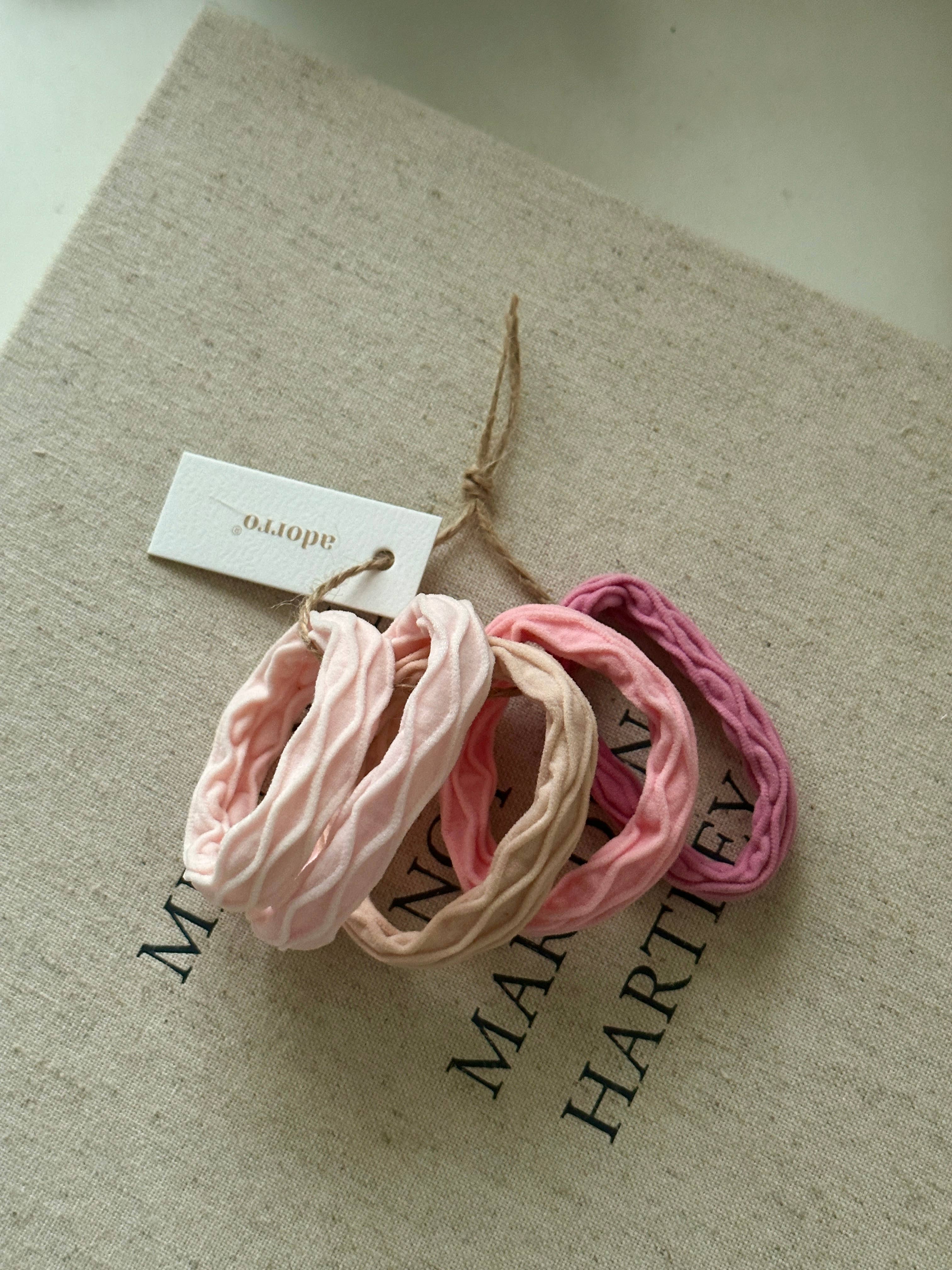 Pink Wavy Seamless Hair Ties (Set of 5) - Proper