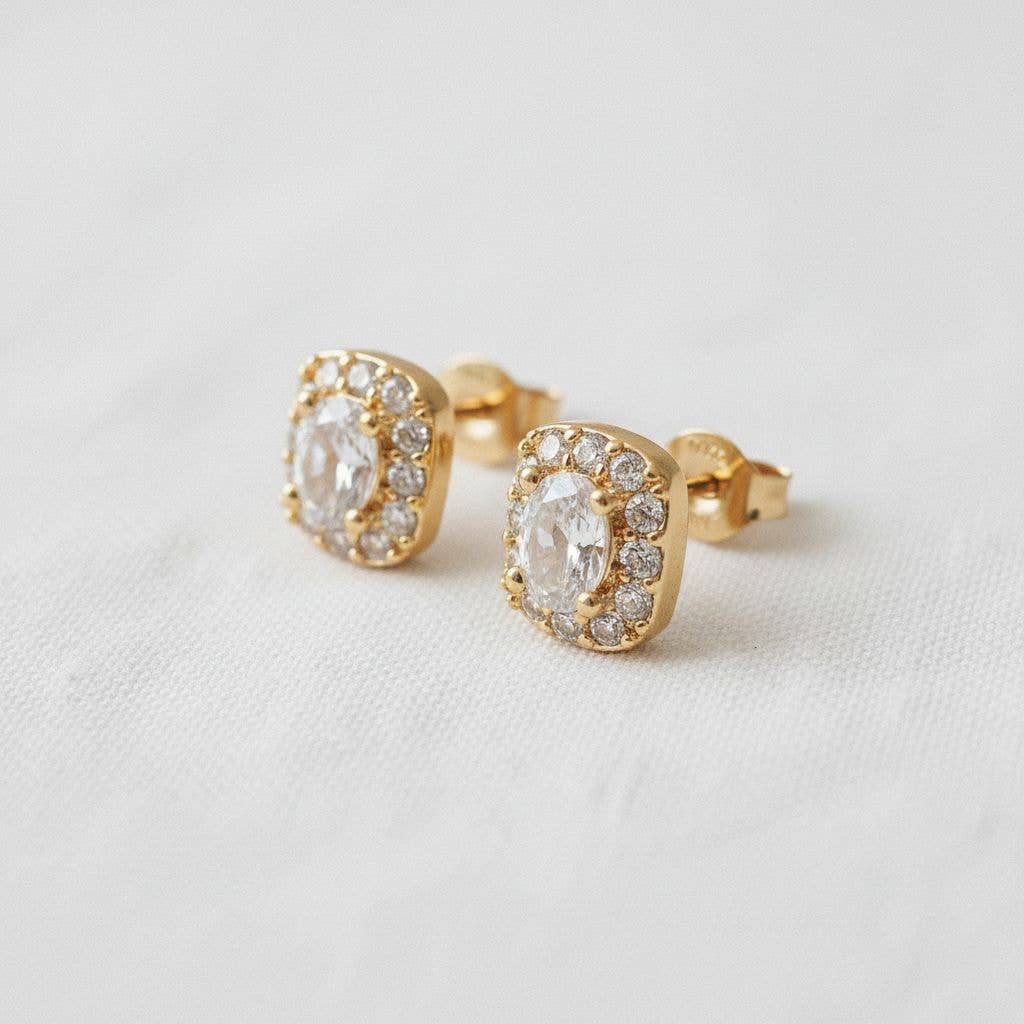 Pave CZ Stud Earrings