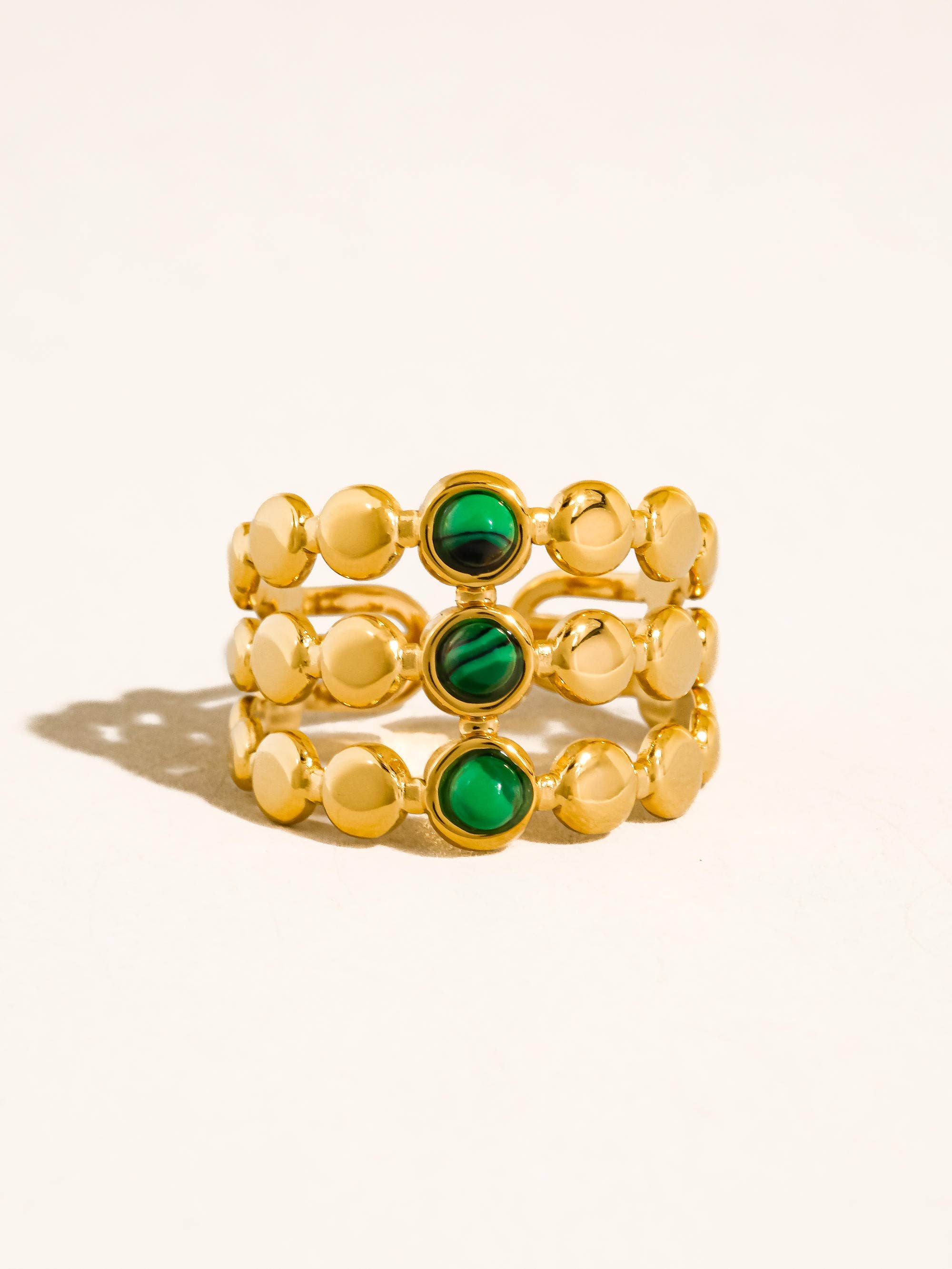 Quest 18K Gold Non-Tarnish Stone Beaded Ring - Proper