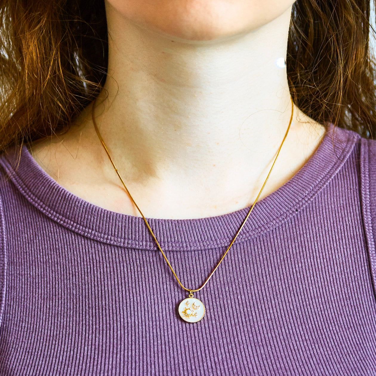 Opal Sun & Moon Medallion Necklace - Proper