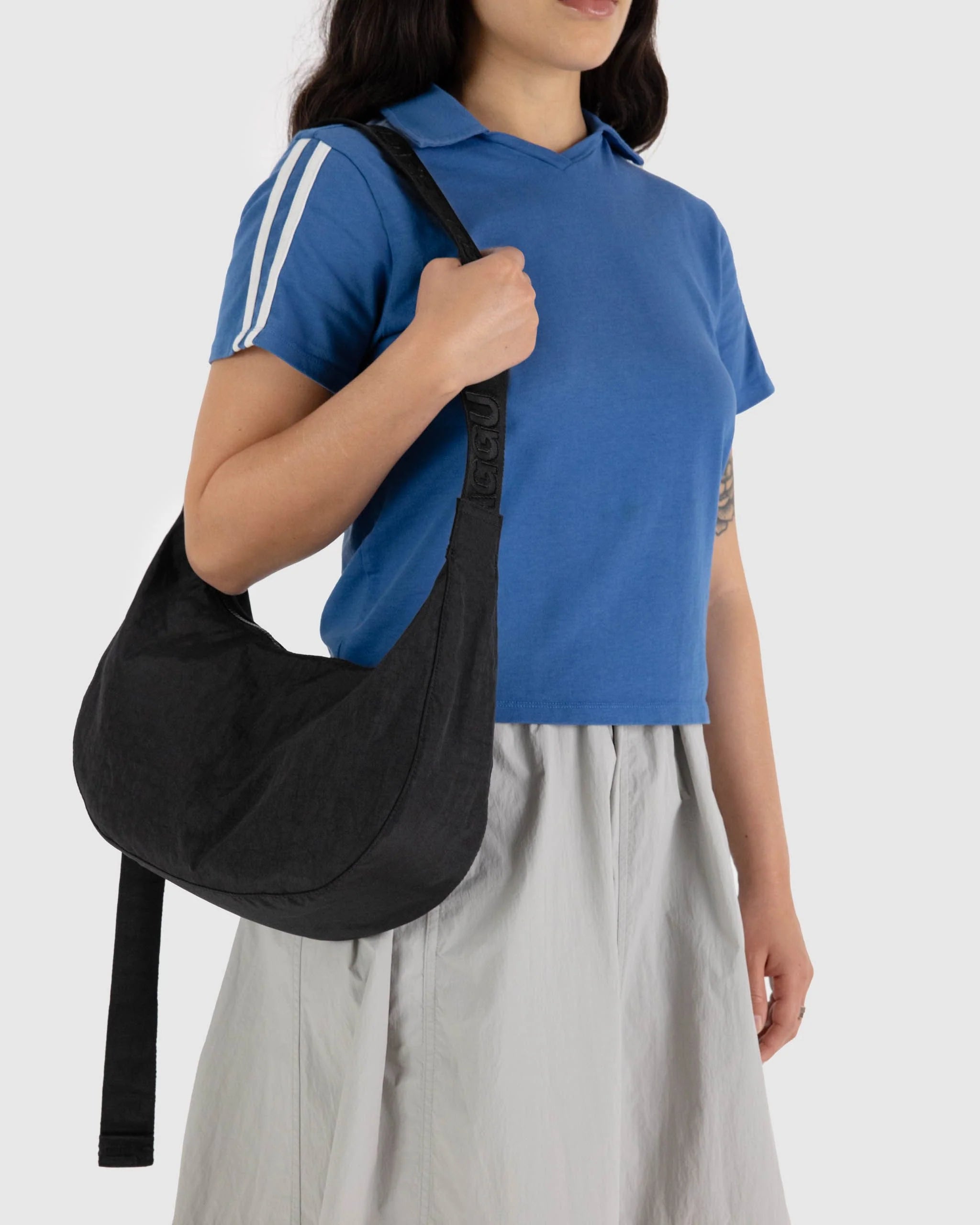 Baggu Medium Nylon Crescent Bag -  Black - Proper