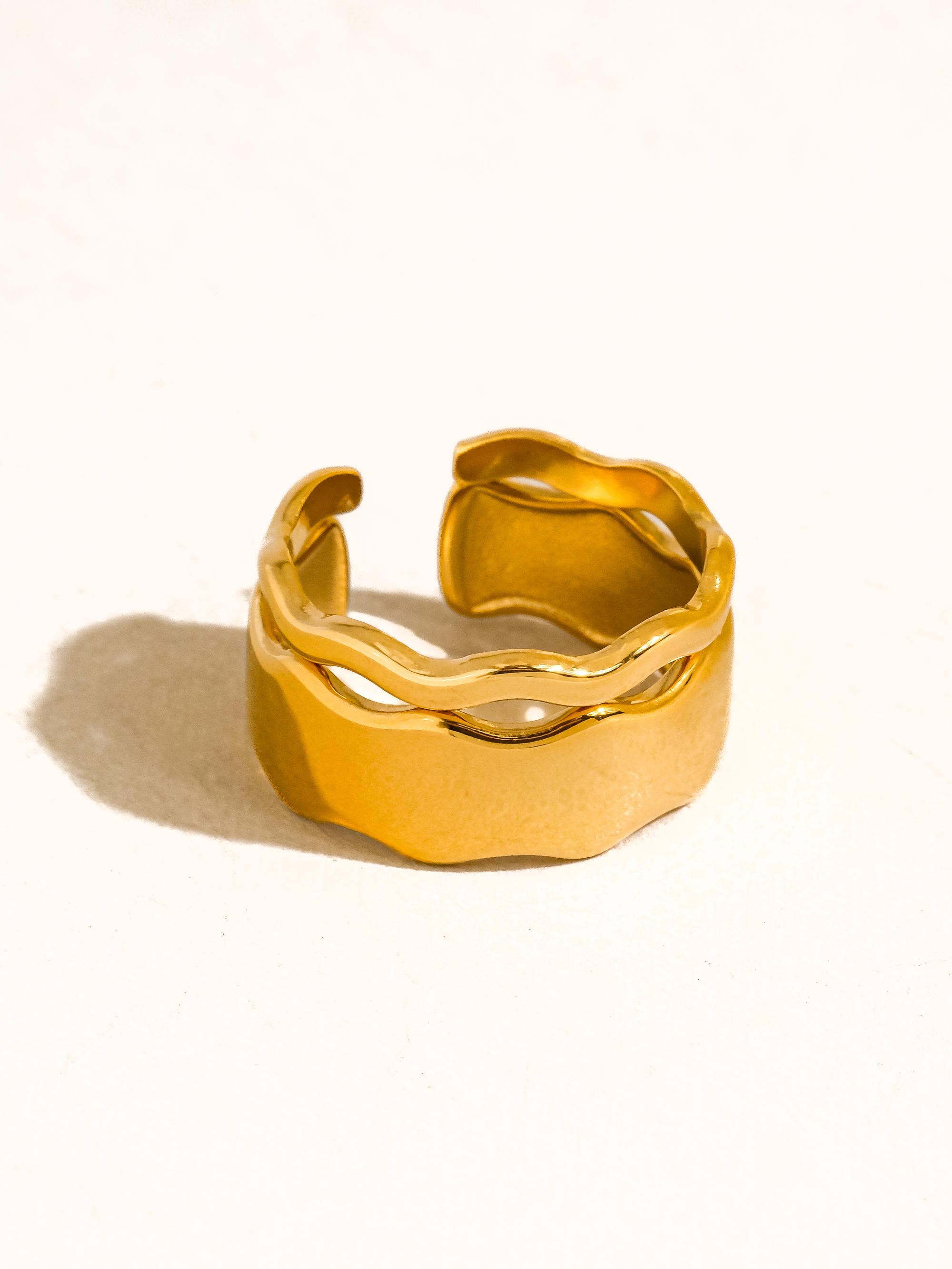 Tracee 18K Gold Non-Tarnish Wave Open Rings - Proper