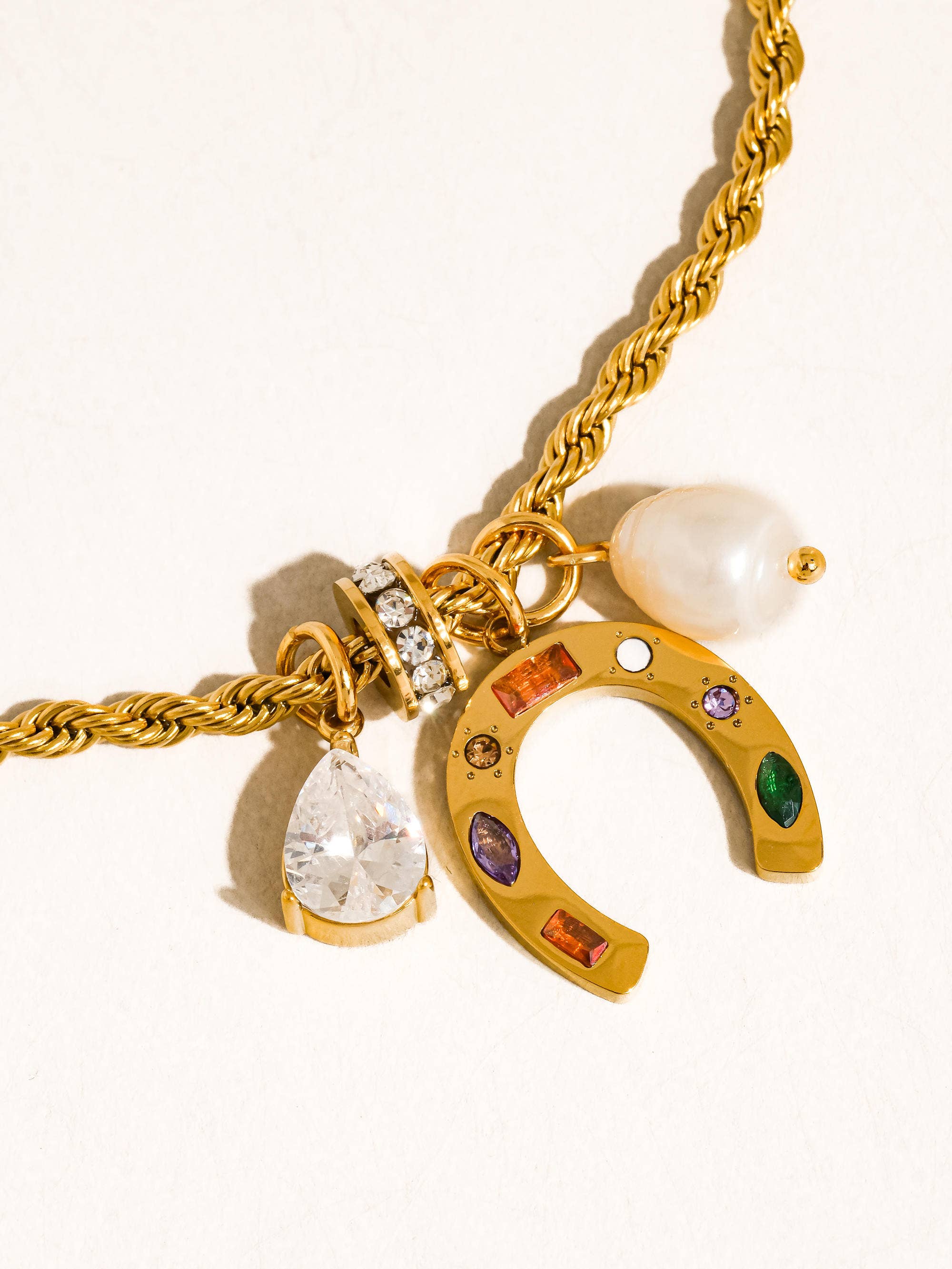 Western 18K Gold Non-Tarnish Horseshoe Charm Necklace - Proper