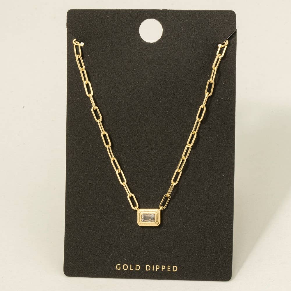 CZ Baguette Pendant Necklace - Proper