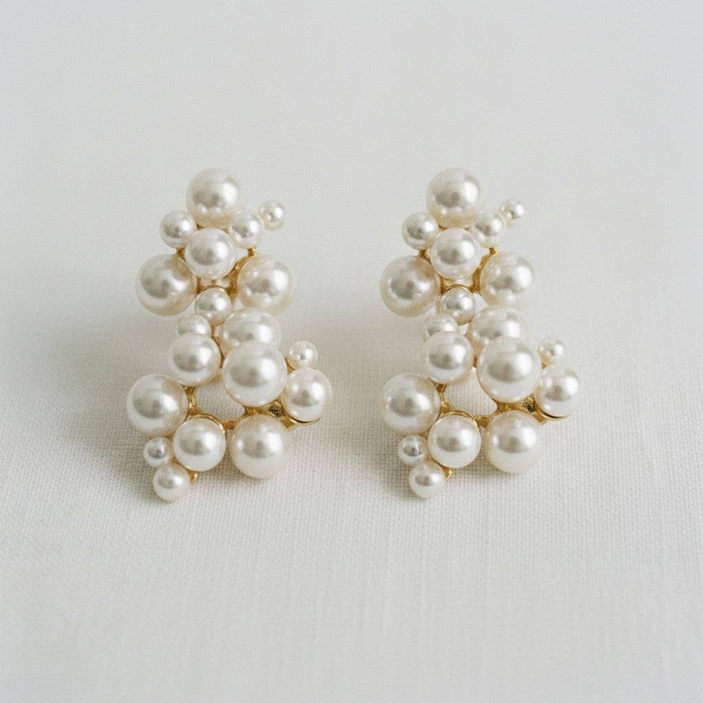 Pearl Cluster Drop Earrings