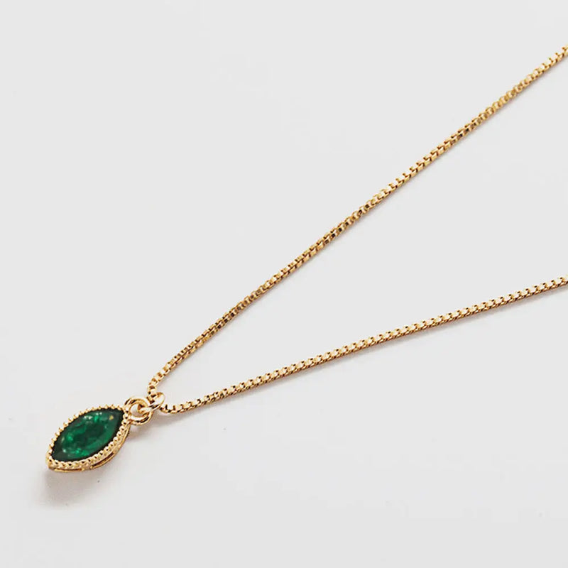Green CZ Teardrop Necklace - Proper