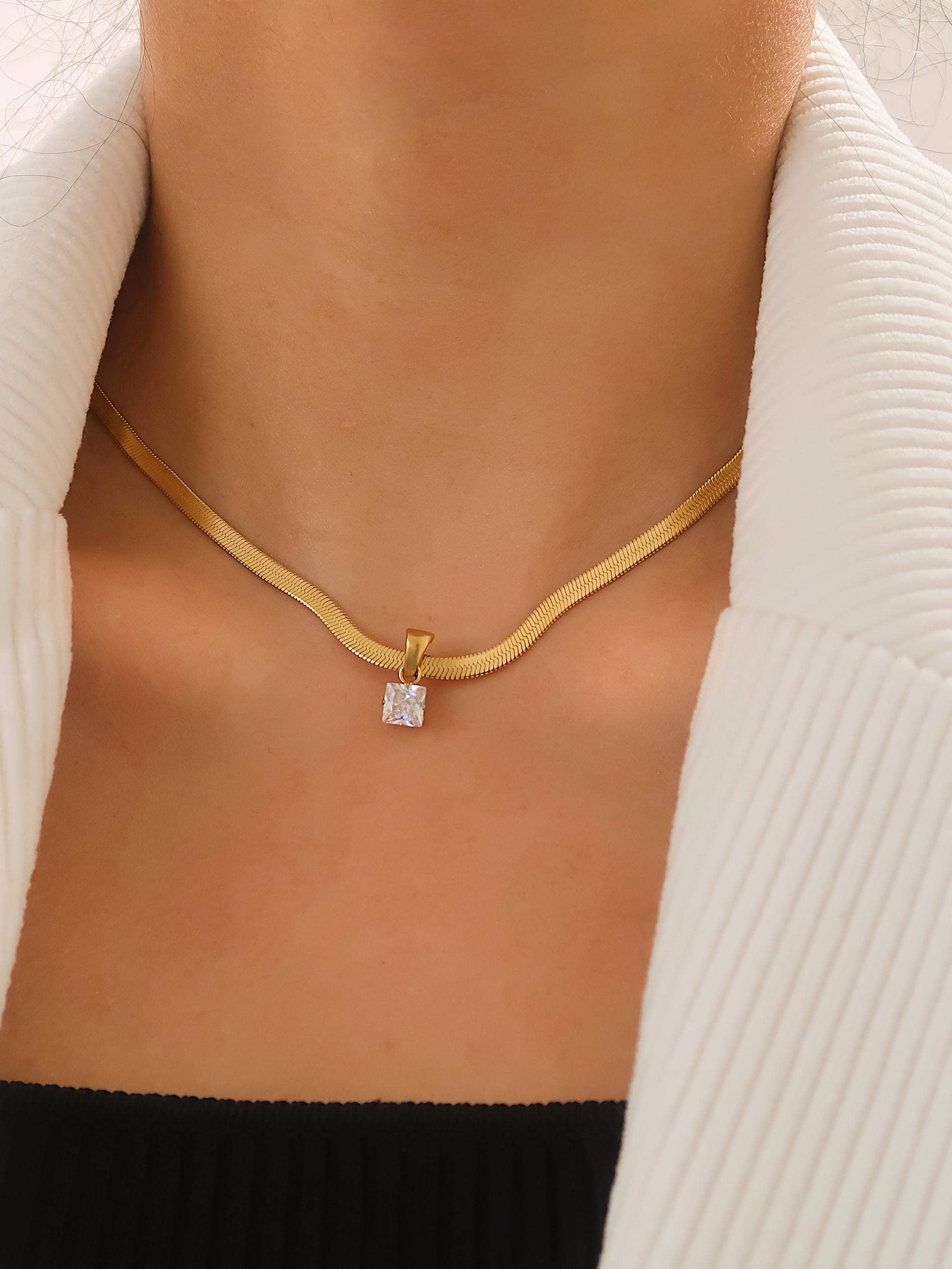 Blanc CZ Snake Chain Necklace - Proper