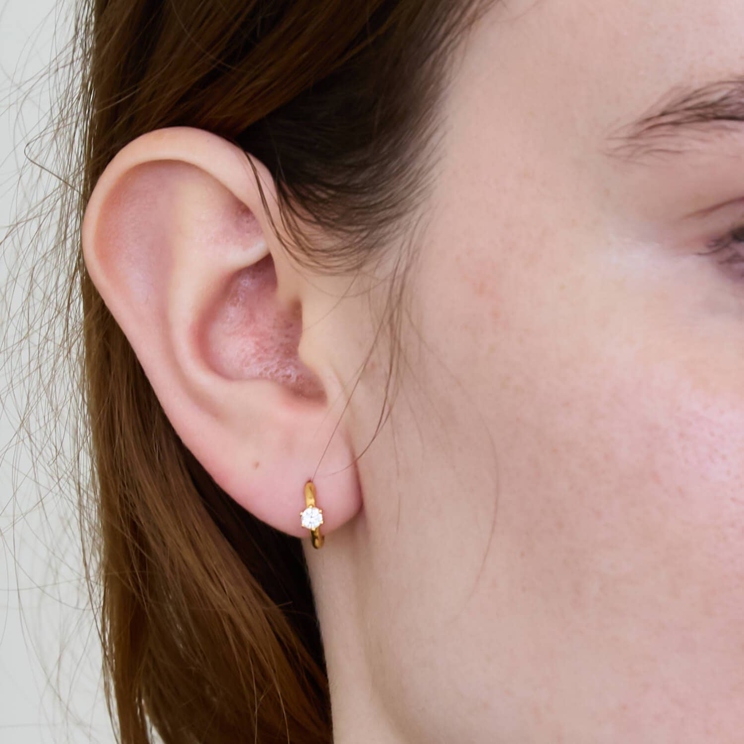 White CZ Mini Huggie Hoop Earrings - Proper