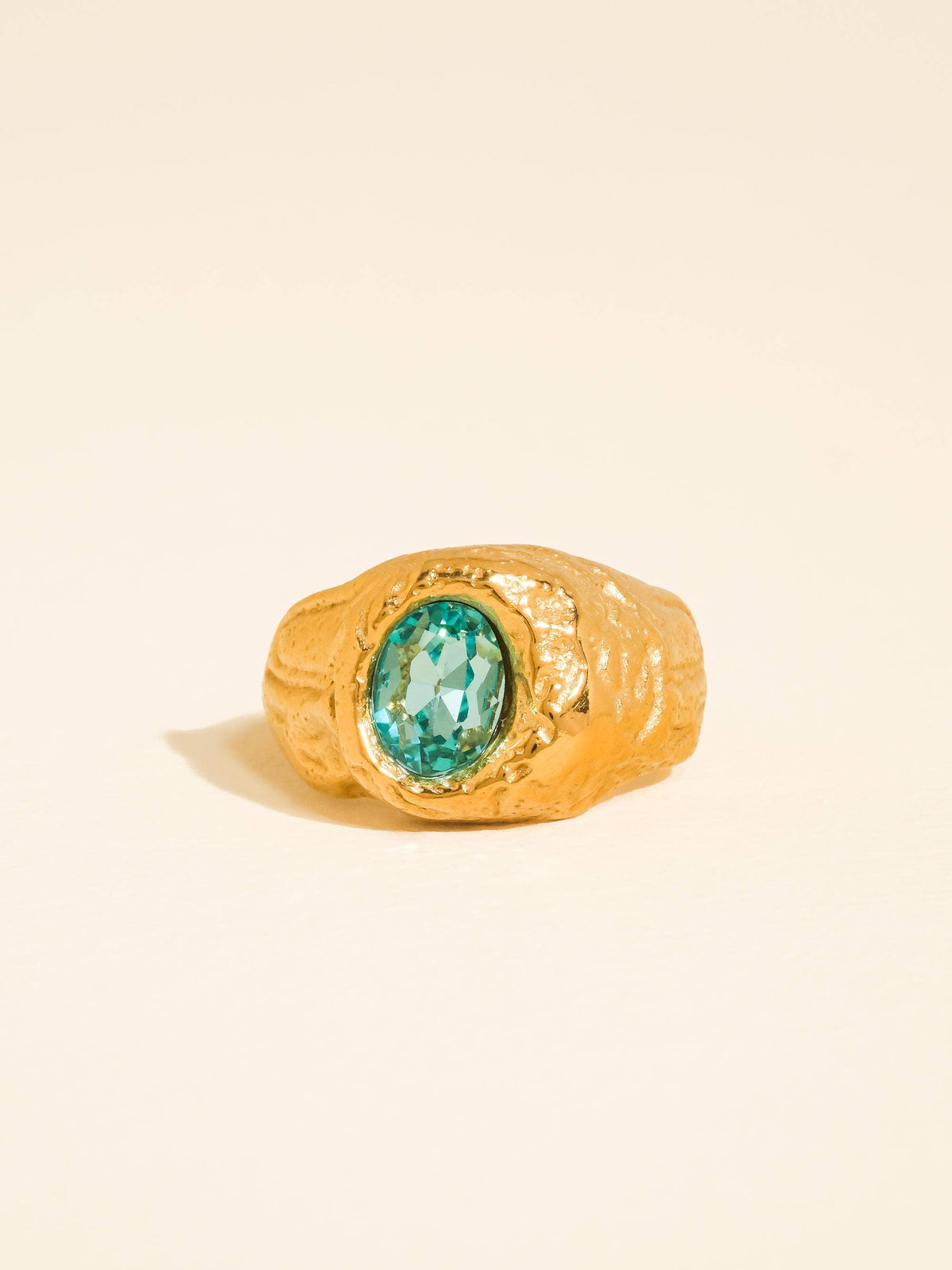 Frostine Blue CZ Signet Ring