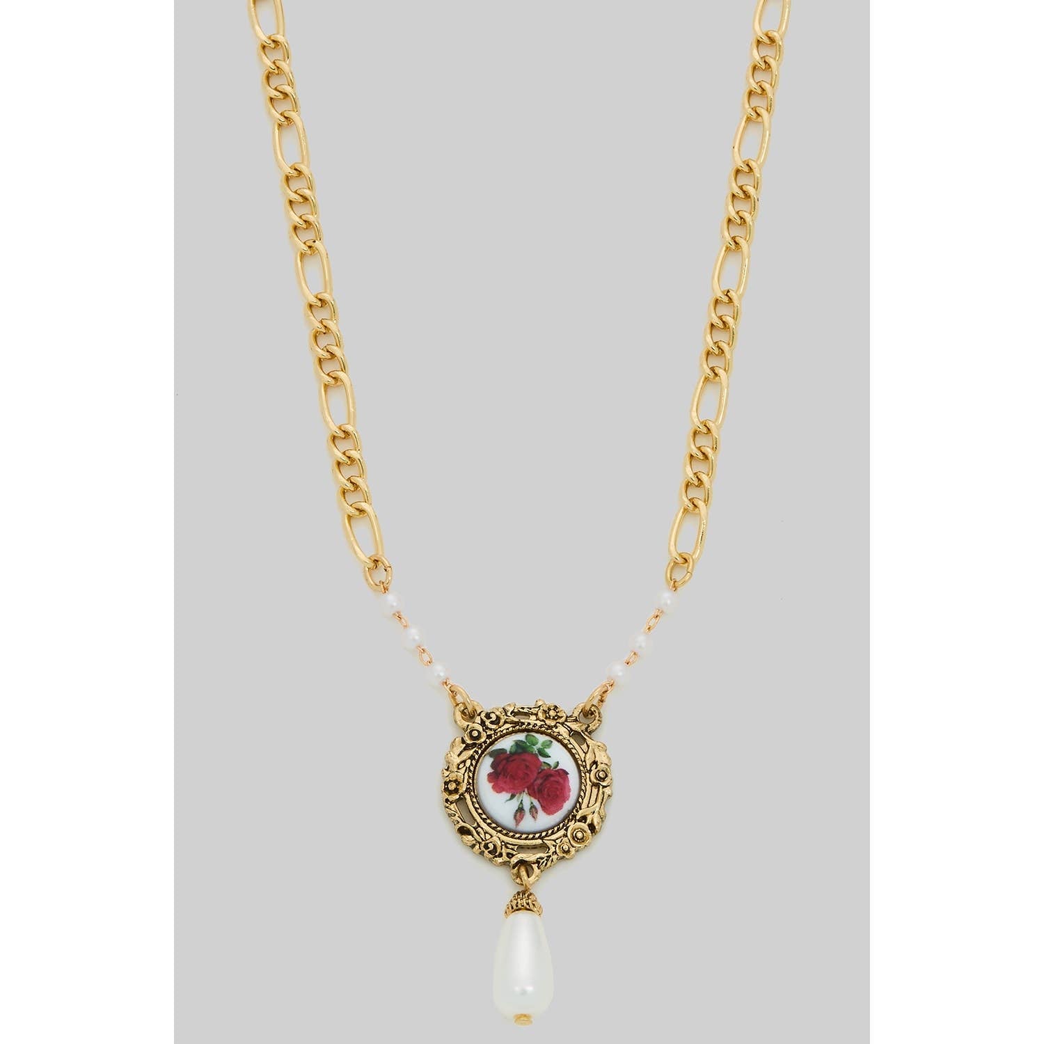 Rose & Pearl Pendant Necklace - Proper