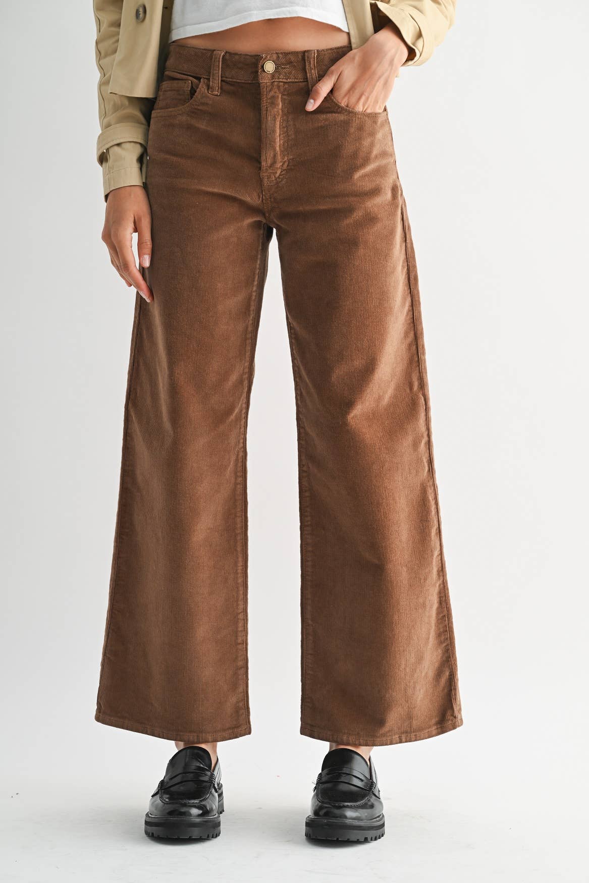 DP500-C - DK KHAKI - Wide Leg Corduroy - Proper