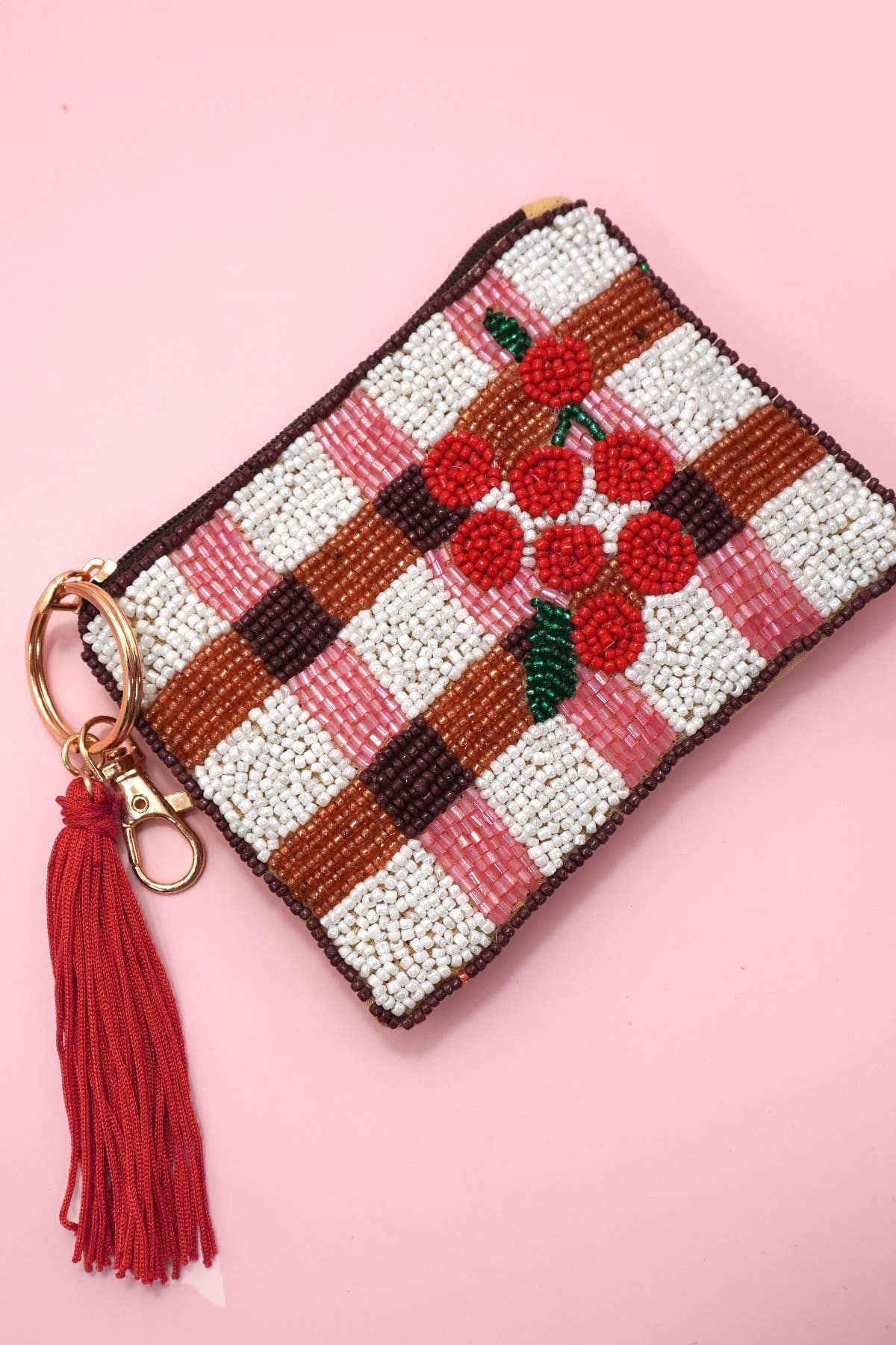 Cherry Beaded Coin Purse