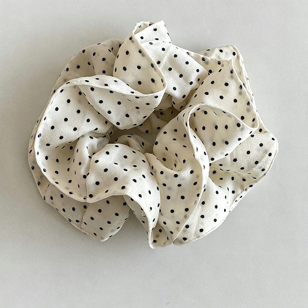 Polka Dot Satin Hair Scrunchie