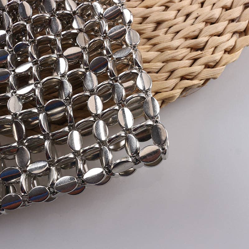 Simple Hollow Out Handmade Beaded Handbag 8AC6BBG53 - Proper