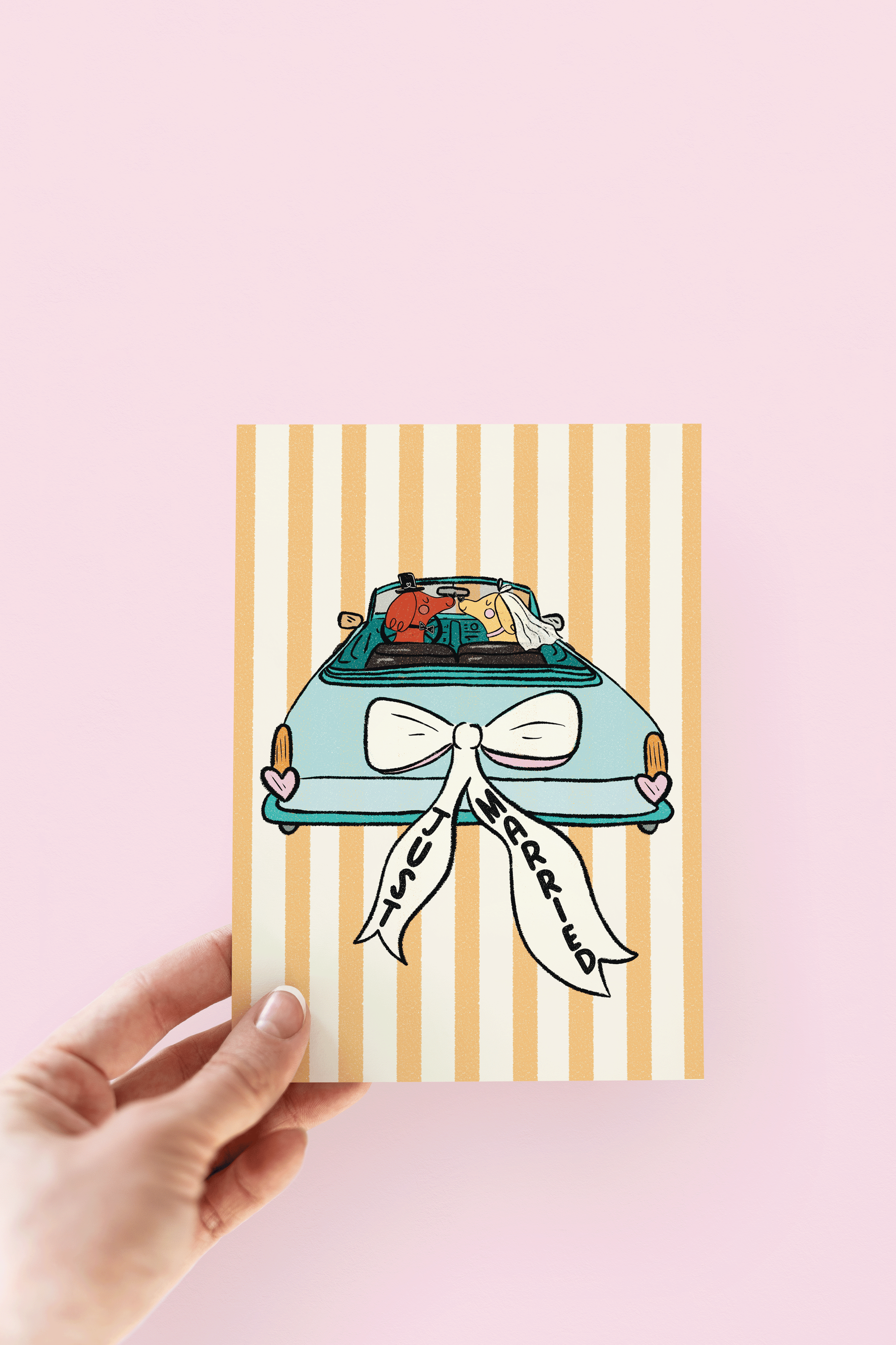 Just Married Dogs in Love Wedding Greeting Card - Proper