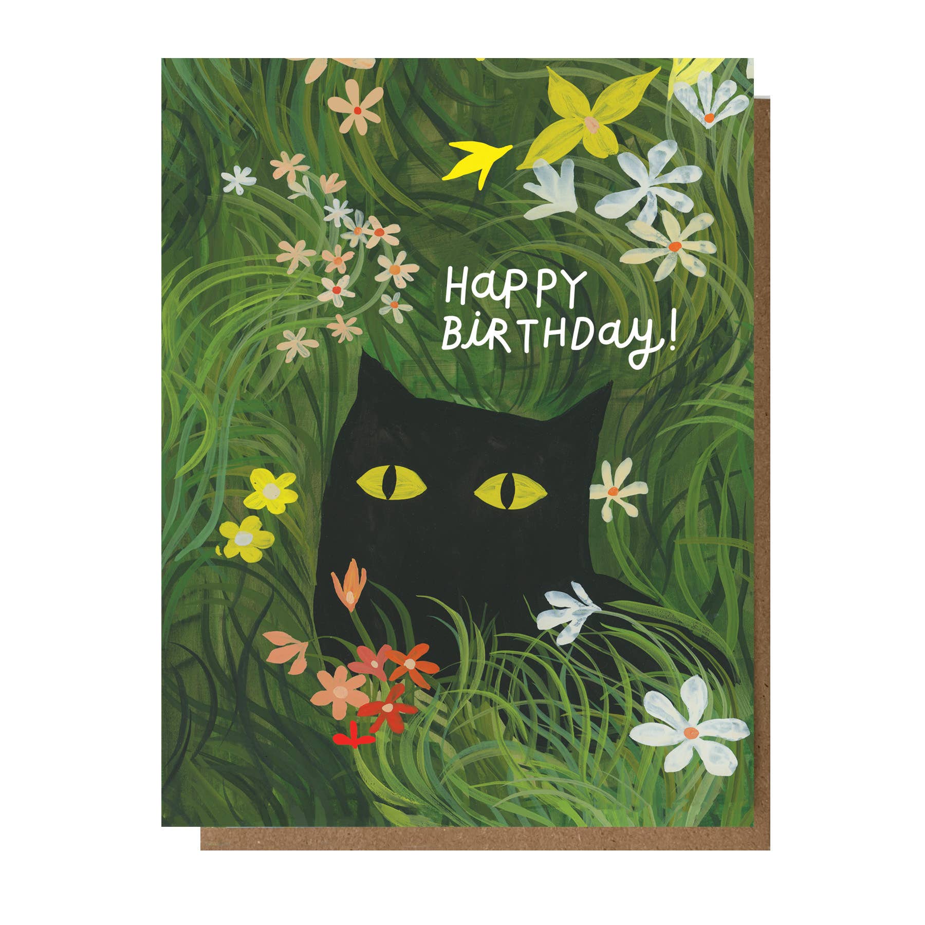 Flower Kitty Birthday Card - Proper