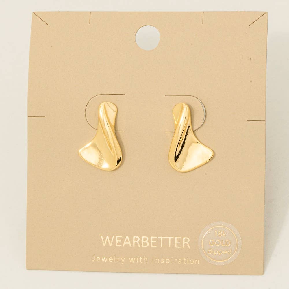 Gold Dipped Twisted Shape Drop Earrings - Proper