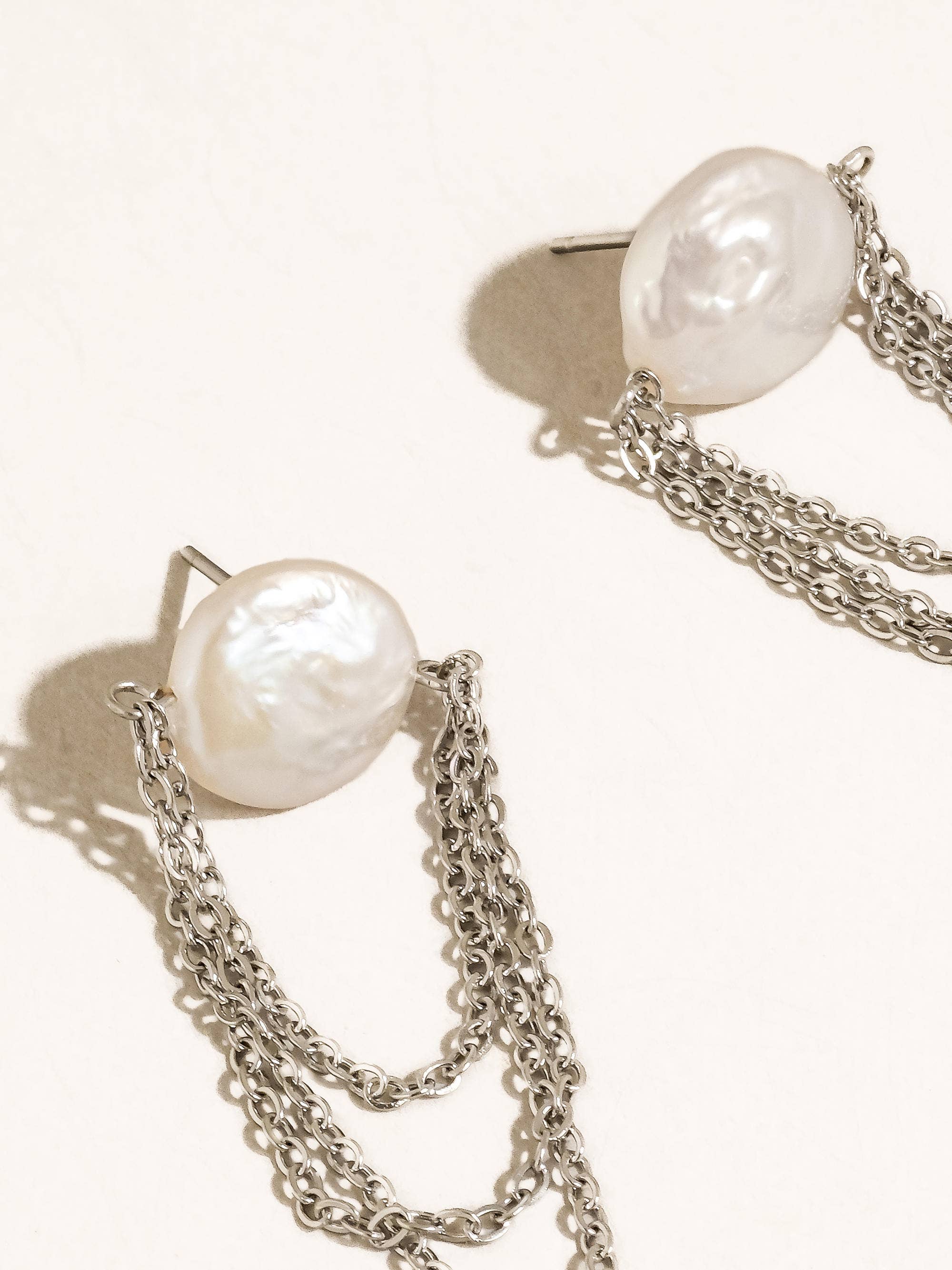 Shynelle 18K Gold Non-Tarnish Baroque Pearl Chain Earrings - Proper