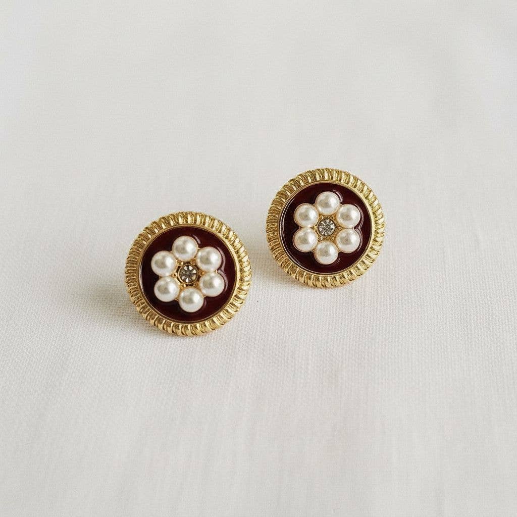 Floral Button Earrings