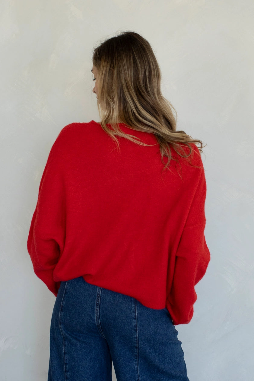 Tomato Red Piper Cardigan