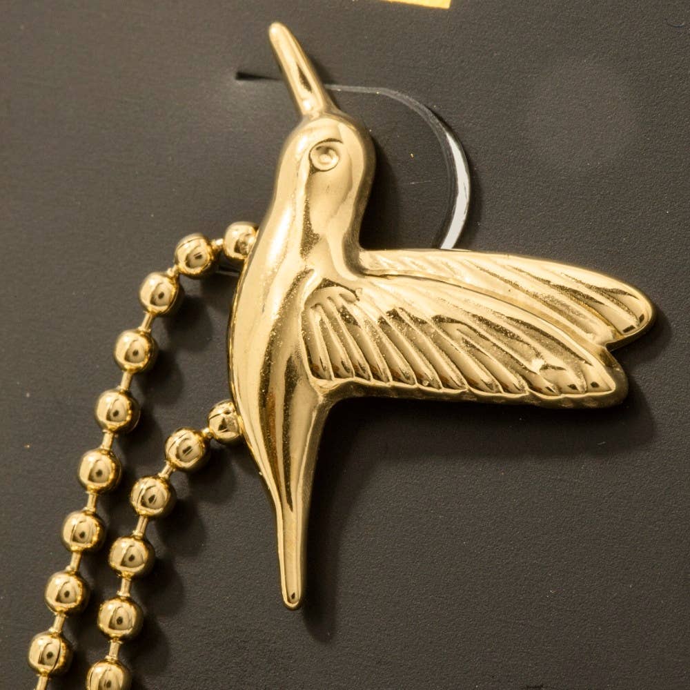 Gold Dipped Humming Bird And Chain Stud Dangle Earrings - Proper