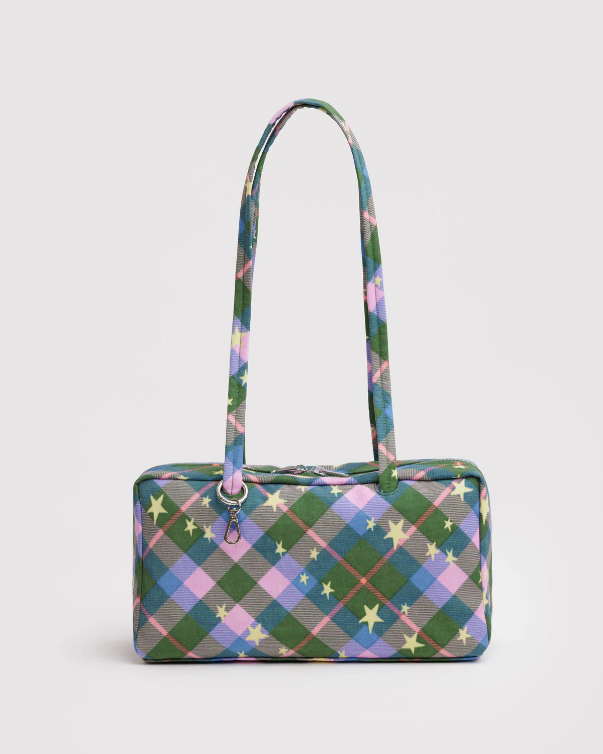 Baggu Nylon Bowler Bag - Green Star Plaid