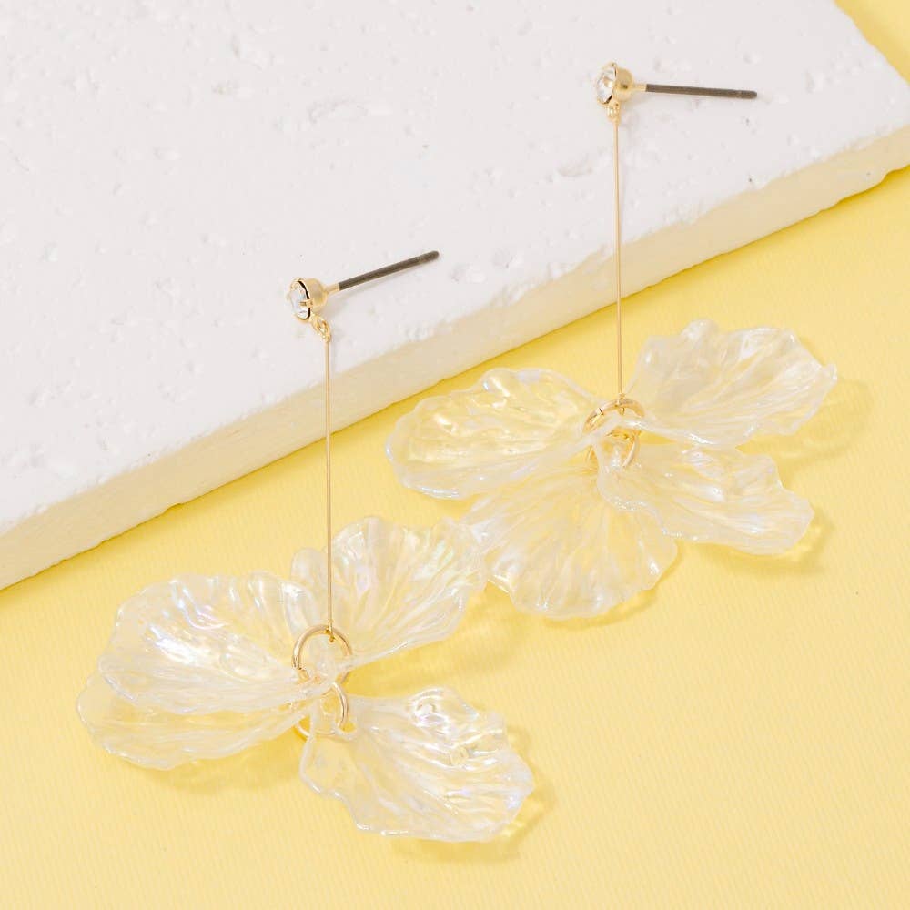 Iridescent Flower Petals Bar Dangle Earrings - Proper