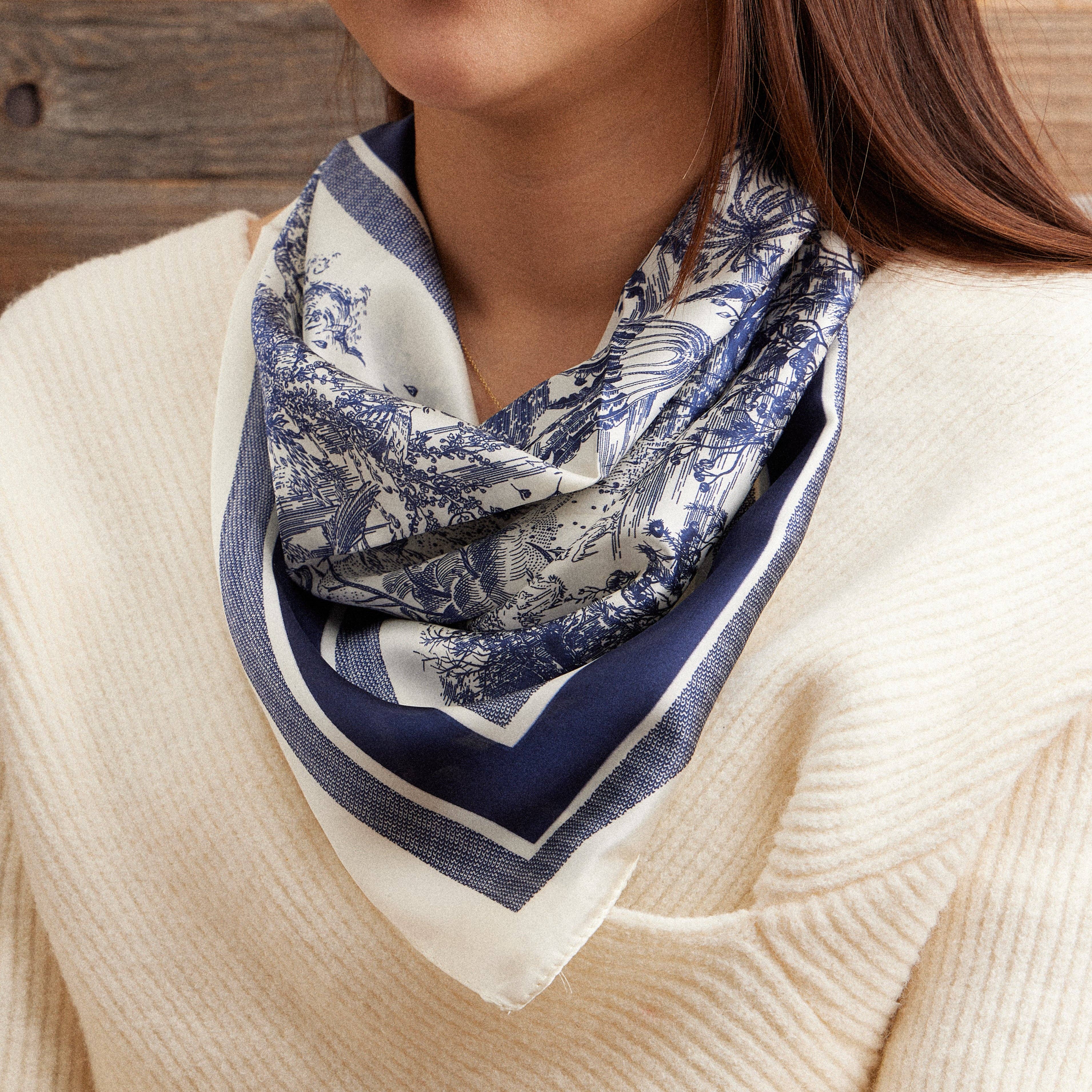 Vintage-Inspired Toile Print Silky Scarf - Proper