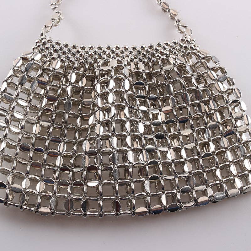 Simple Hollow Out Handmade Beaded Handbag 8AC6BBG53 - Proper