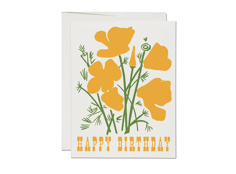 California Poppy Birthday Greeting Card - Proper