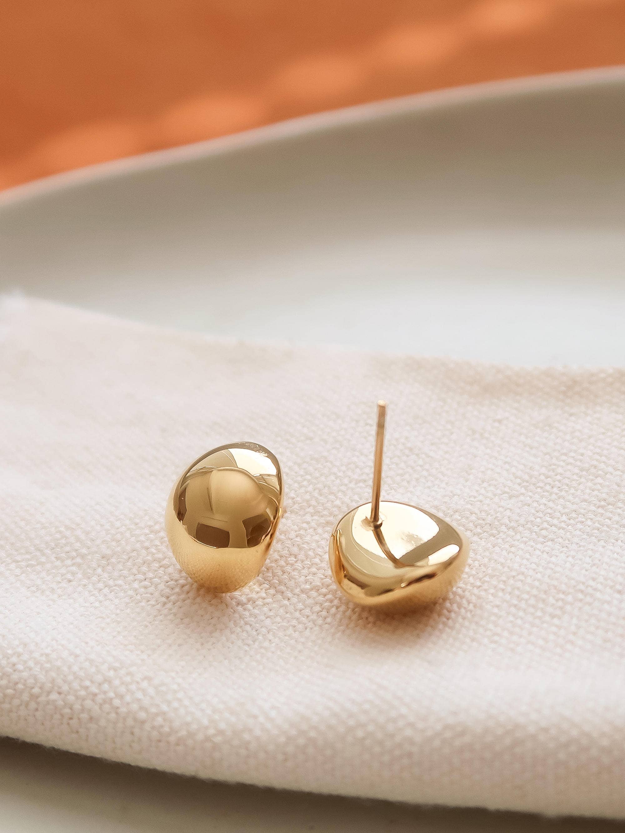 Helene 18K Gold Non-Tarnish Small Dome Earrings - Proper