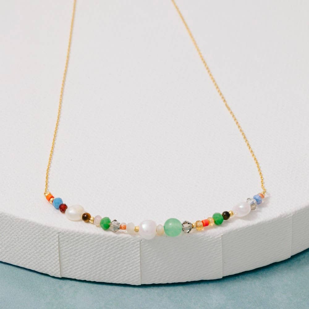 Assorted Pearl Glass Bead Charm Necklace - Proper