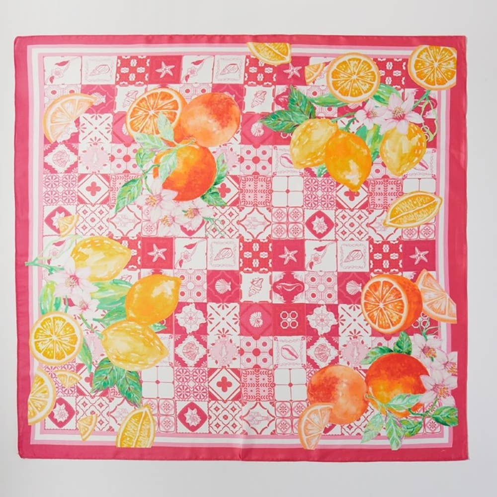 Lemon And Orange Print Square Bandana Scarf - Proper
