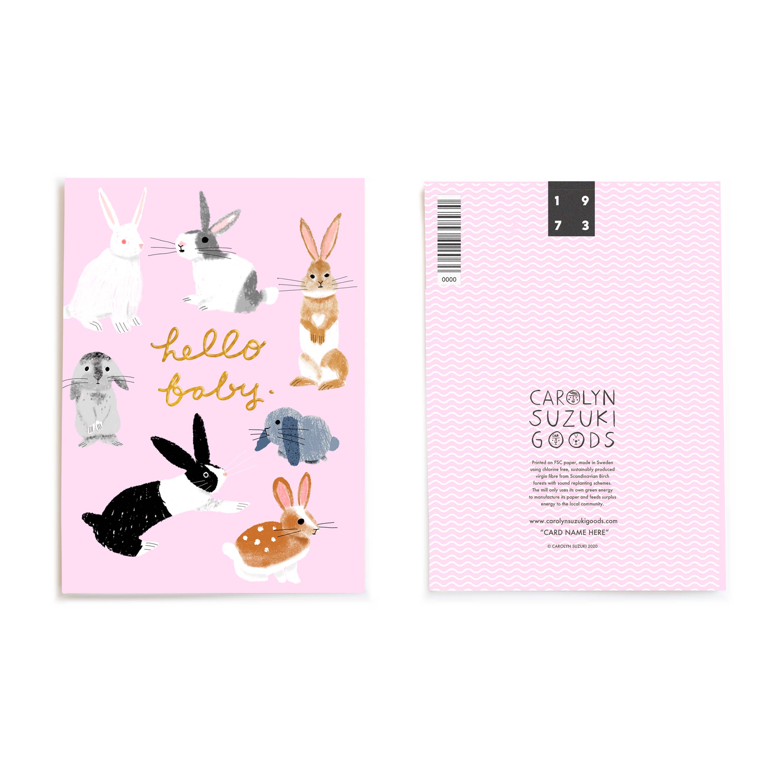 Usagi Three - Baby Card - Proper