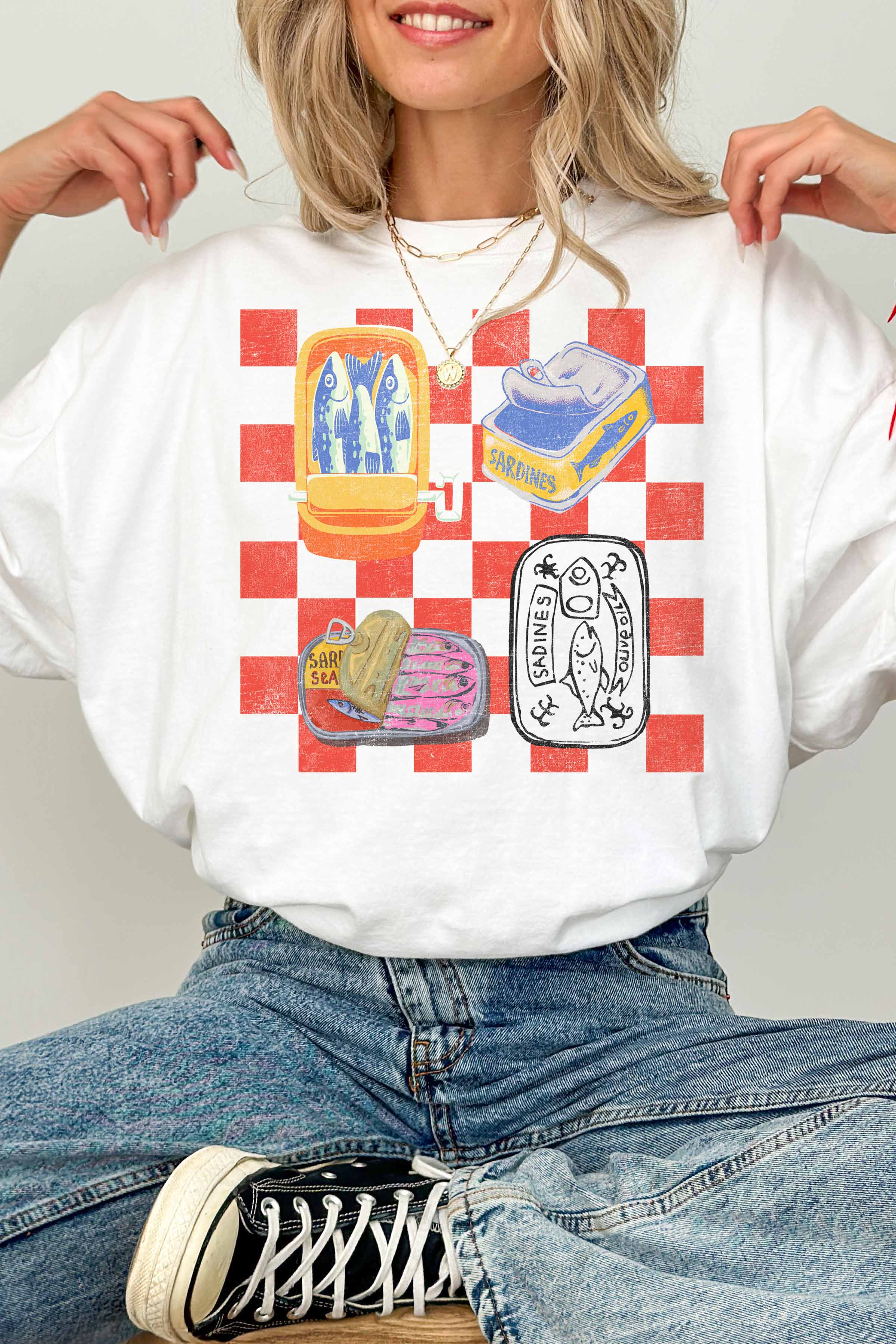 Checkered Sardines Oversized Tee - Proper
