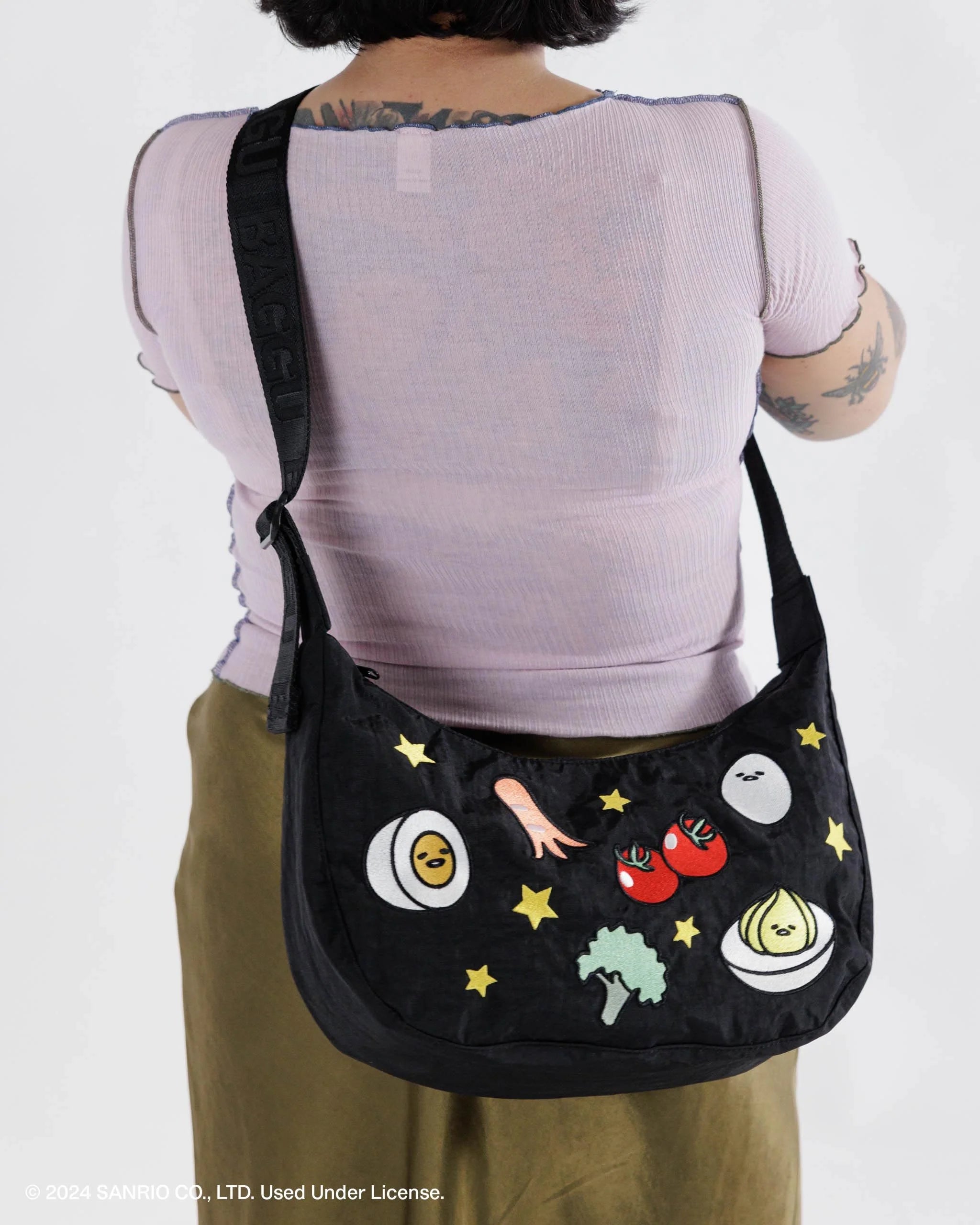 Gudetama Embroidered Baggu Medium Nylon Crescent Bag - Proper