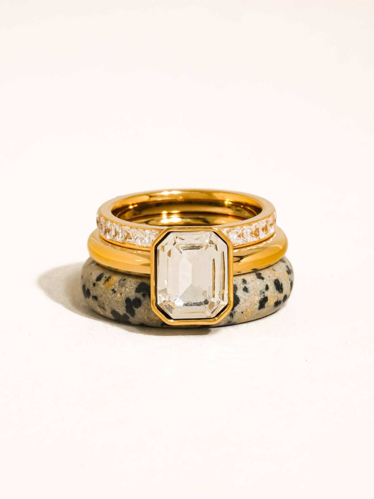 Dalmatian Stone Mixed Ring Set