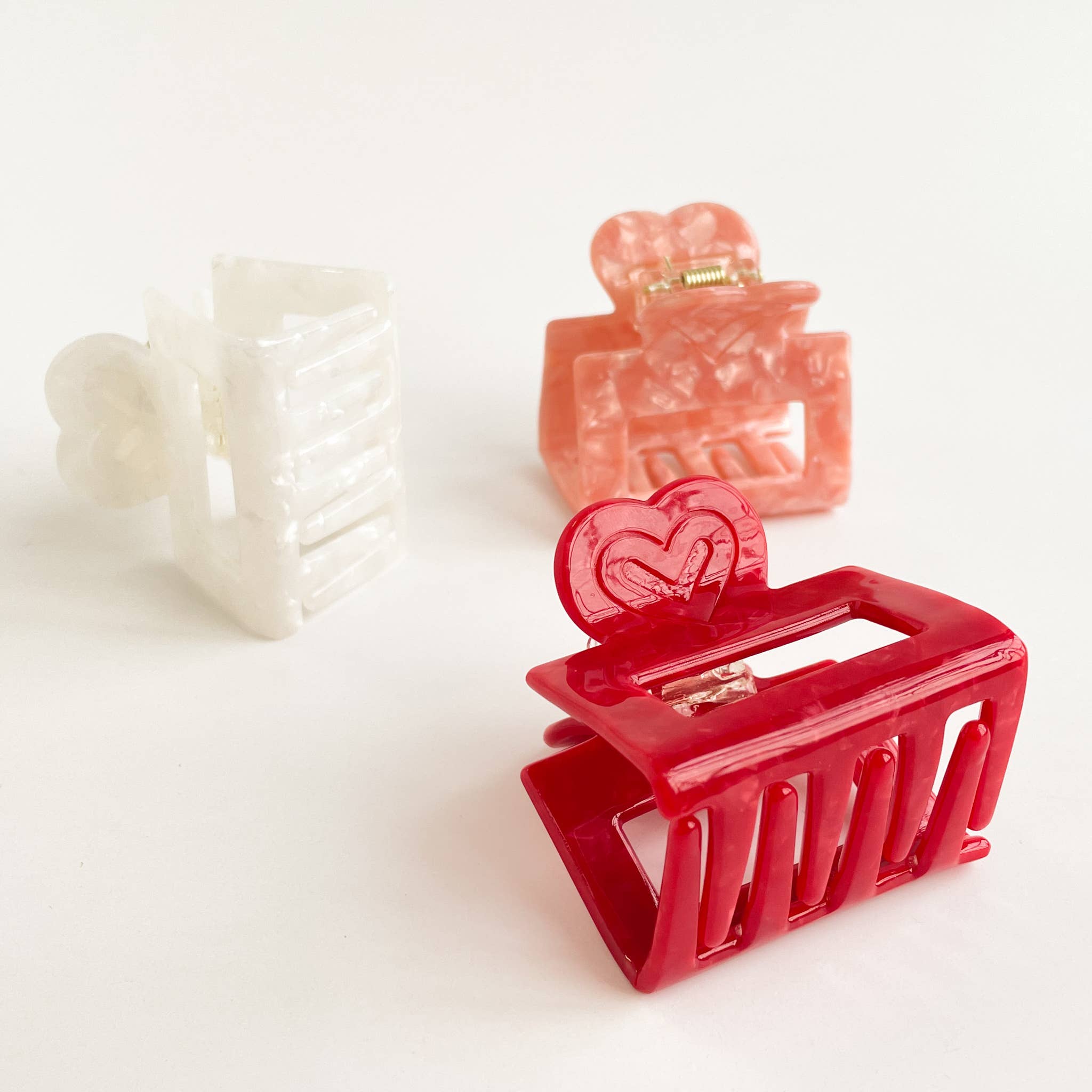Heart Shape Marbled Square Claw Clip - Proper