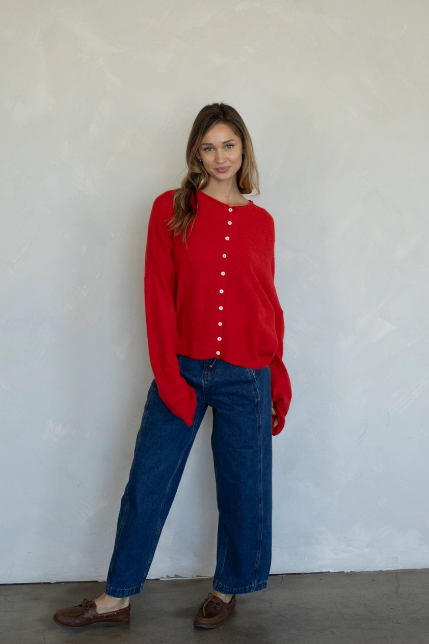 Tomato Red Piper Cardigan