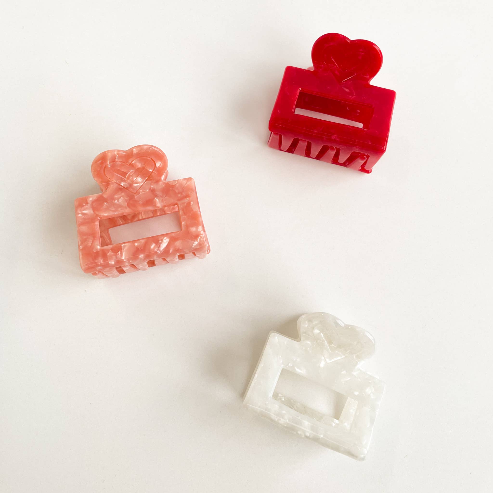 Heart Shape Marbled Square Claw Clip - Proper