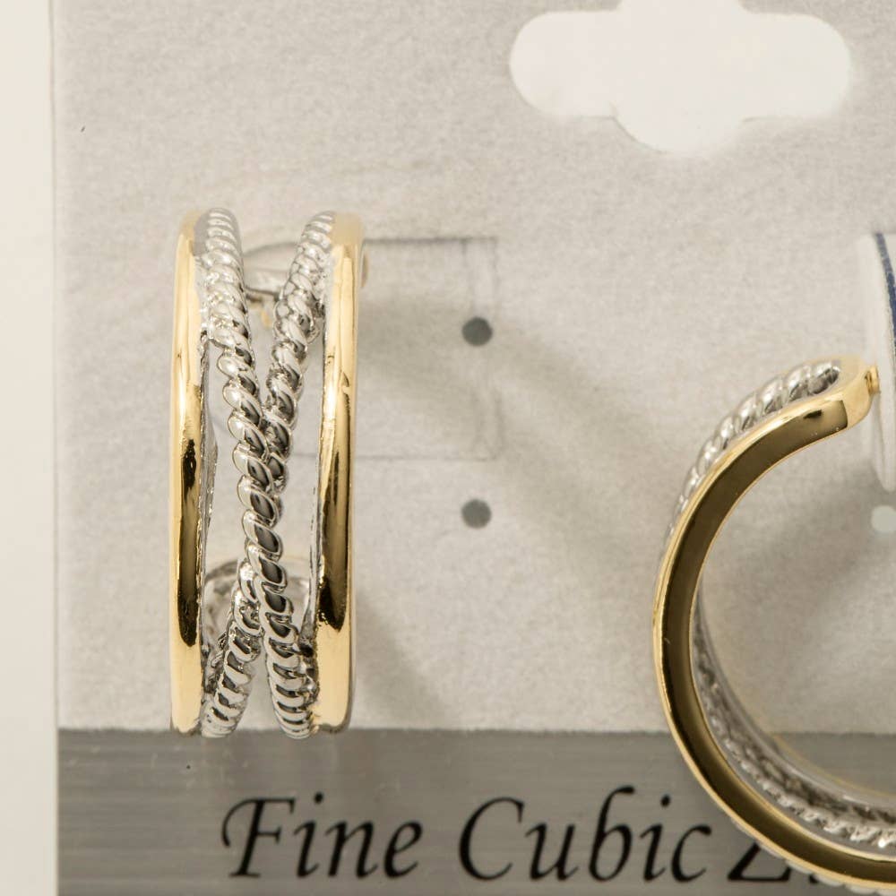 Gold Plated Two Tone Layered Hoop Earrings - Proper
