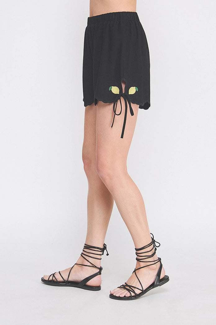 Lemon Embroidered Shorts