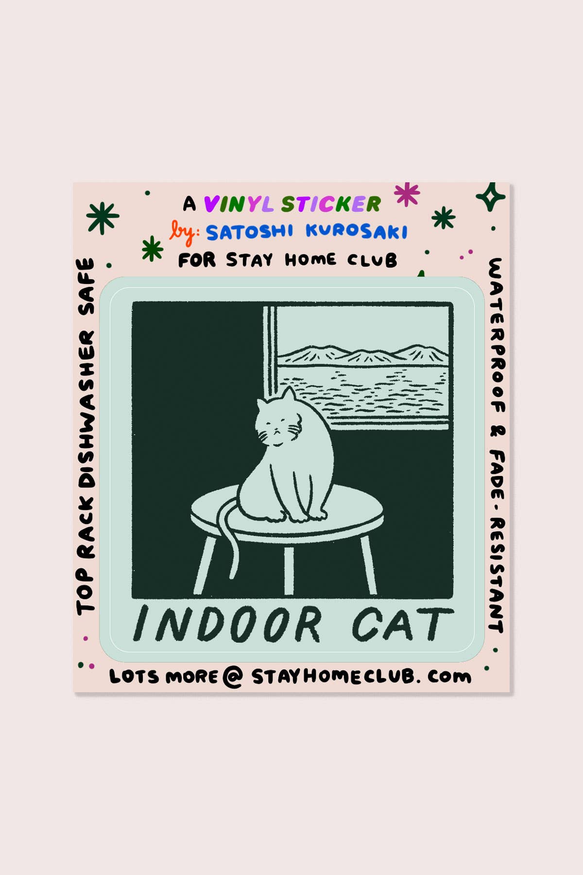 Indoor Cat (Satoshi) Sticker | Waterproof Vinyl Sticker - Proper